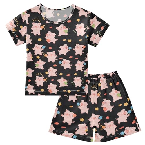 Pajama Sets Cute Pig Pattern Short Sleeve Summer Sleepwear 2 Piece Pjs