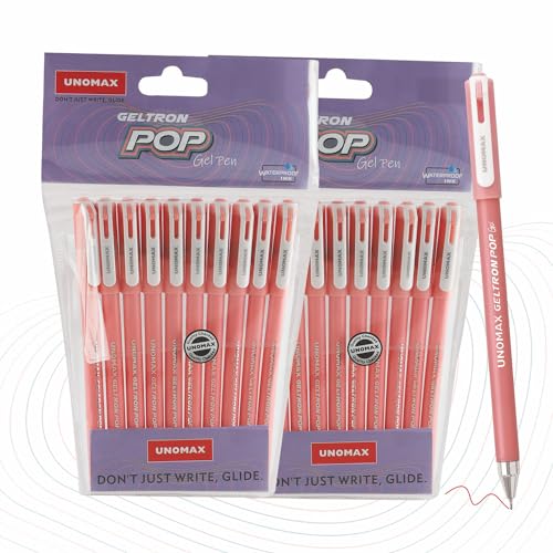 Image of UNOMAX Geltron Pop Gel Pen Red Pack of 20 | Elevate Your Writing Experience: Smooth Writing, Matt Finish Body, Super Smooth Writing, Waterproof Ink Technology,Exam-Friendly
