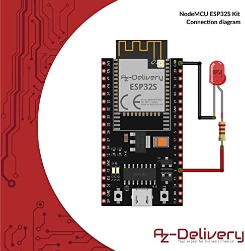 AZDelivery 5 x NodeMCU ESP32 S Kit Wifi Bluetooth Audio with BLE MCU Module Development Board 2.4 GHz WLAN Dual Core CPU Microcontroller Included E-Book