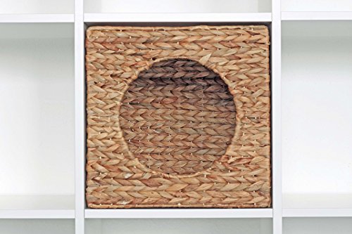 Kallax Expedit Katzenkorb 33 x 33 x 33 cm Natur Korb aus Wasserhyazinthe Tierkorb Tierhöhle Katzenhöhle Katzenbox Flechtkorb klappbar und sehr stabil ideal für kleine Hunde und Katzen