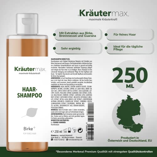 Kräutermax Birch Shampoo for Hair Hair Shampoo for Hair Care 1 x 250 ml, brown, 250 Milliliters - Image 4