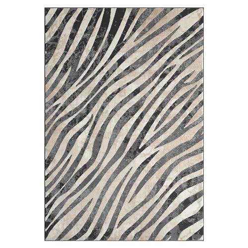 Tapete Abani Terra 4x6 zebra negro crema miniatura 3
