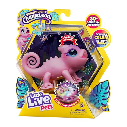 Little Live Pets - Nova Le caméléon Lumineux | Jouet interactif Lumineux Multicolore, Plus de 30 Sons, Plus de 10 humeurs, Répète après toi, Détecte Les Sons...