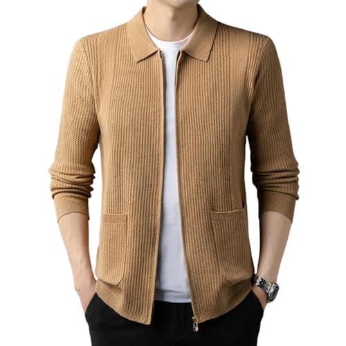 Veste en tricot pour homme en maille premium à revers et manches longues
