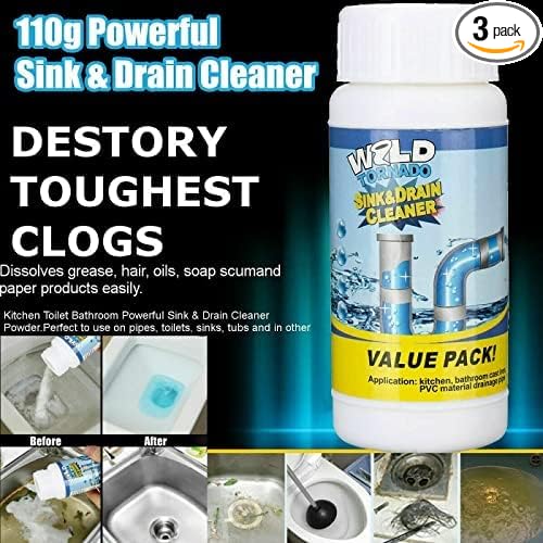 JD Enterprise Wild Tornado Sink & Drain Cleaner Powder | Powerful Drain Cleaner & Clog Remover | Automatic Toilet Blockage Cleaner (Pack of 3)