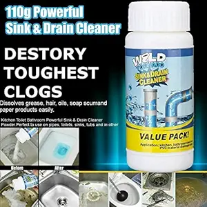 3Pcs Wild Tornado Sink & Drain Cleaner Powder | Powerful & Clog Remover Sink Cleaning powder | Automatic Toilet Blockage Cleaner (Pack of 3)