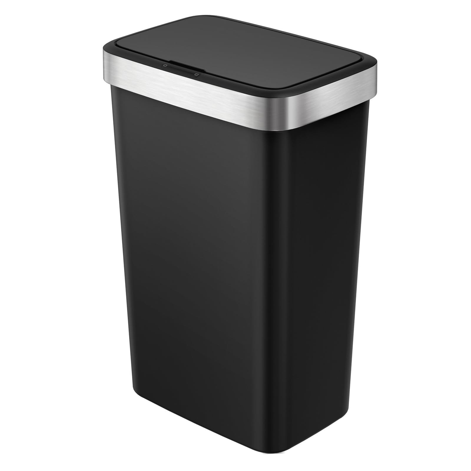 EKO | Poubelle de Cuisine 50 L avec capteur Automatique et Fermeture en Douceur | Poubelle Noire à Piles | Finition Anti-Traces de Doigts, Base antidérapante et Support de Sac