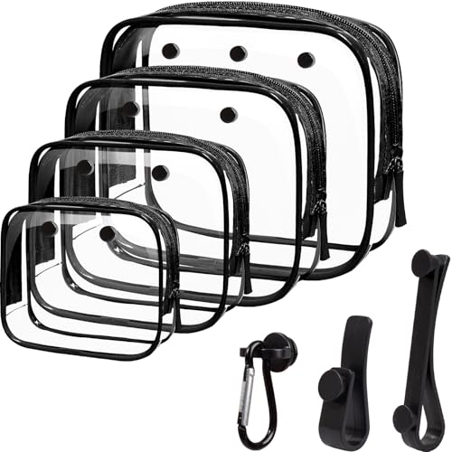Image of LETGO 4 PCS Clear Insert Bag for Bogg Bag, 4 Sizes Waterproof Beach Bag Organizer Pouch with Bogg Bag Hooks Accessories,Transparent Zipper Makeup Toiletry Bag for Rubber Tote Bag Beach Travel