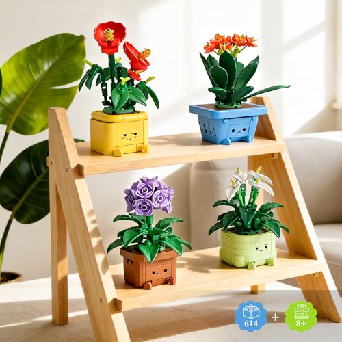 Image of Flower Building Kit for Adults, 614 Pcs Happy Plants Flowers Set