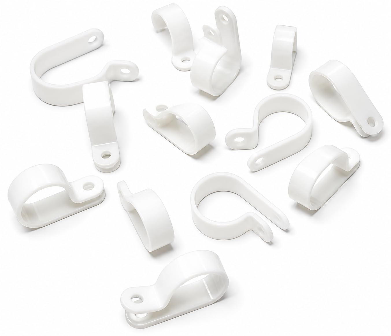 100pcs. P-Clips Plastic Nylon for Hose, Pipe, Cable, Wire, Tubing Wall Clamp Mount (White, 25.4mm)