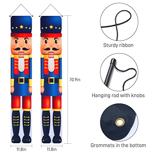 Decorações de Natal Quebra-Nozes, Sinais de Varanda Quebra-Nozes 30 x 179 cm, Banner de Quebra-Nozes