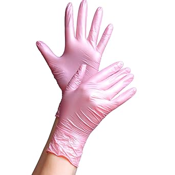 AM Safe X Nitrile Powder-Free Gloves, Pink (Medium) - 50 Pieces