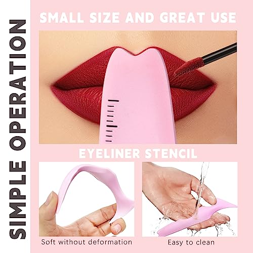 Hosaily ZB294-1 2Pcs Eyeliner Stencils 5 In 1 Silicone Winged Tip Eyeliner Eyebrow Eyelash Contour And Lip Line Aid Mascara Shield Applicator Guard Pads Professional Quick Eye Makeup Tool Beginners Friendly thumb #5