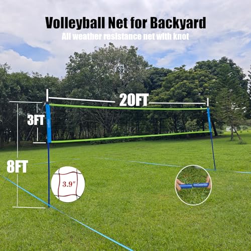 Outdoor Portable Adjustable Volleyball Net System with Bag | Complete Practice Kit| Height Adjustable|Multiple Size| for backyard, beach, and lawn play| Portable|Easy Set up - Image 4