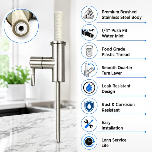 Image of AMPEREUS RO Tap Extender for Water Purifier, Premium Stainless Steel RO Faucet Attachment for Easy Water Flow, Splash-Free Design, Durable Tap Extender for Kitchen Use