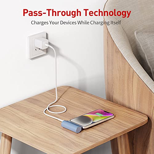 Iwalk Mini Portable Charger For Iphone With Built In Cable, 3350Mah Ultra-Compact Power Bank Small Battery Pack Charger Compatible With Iphone 14/13/13 Pro/12/12 Pro/11/Xr/Xs/X/8/7/6,Blue #TOP3