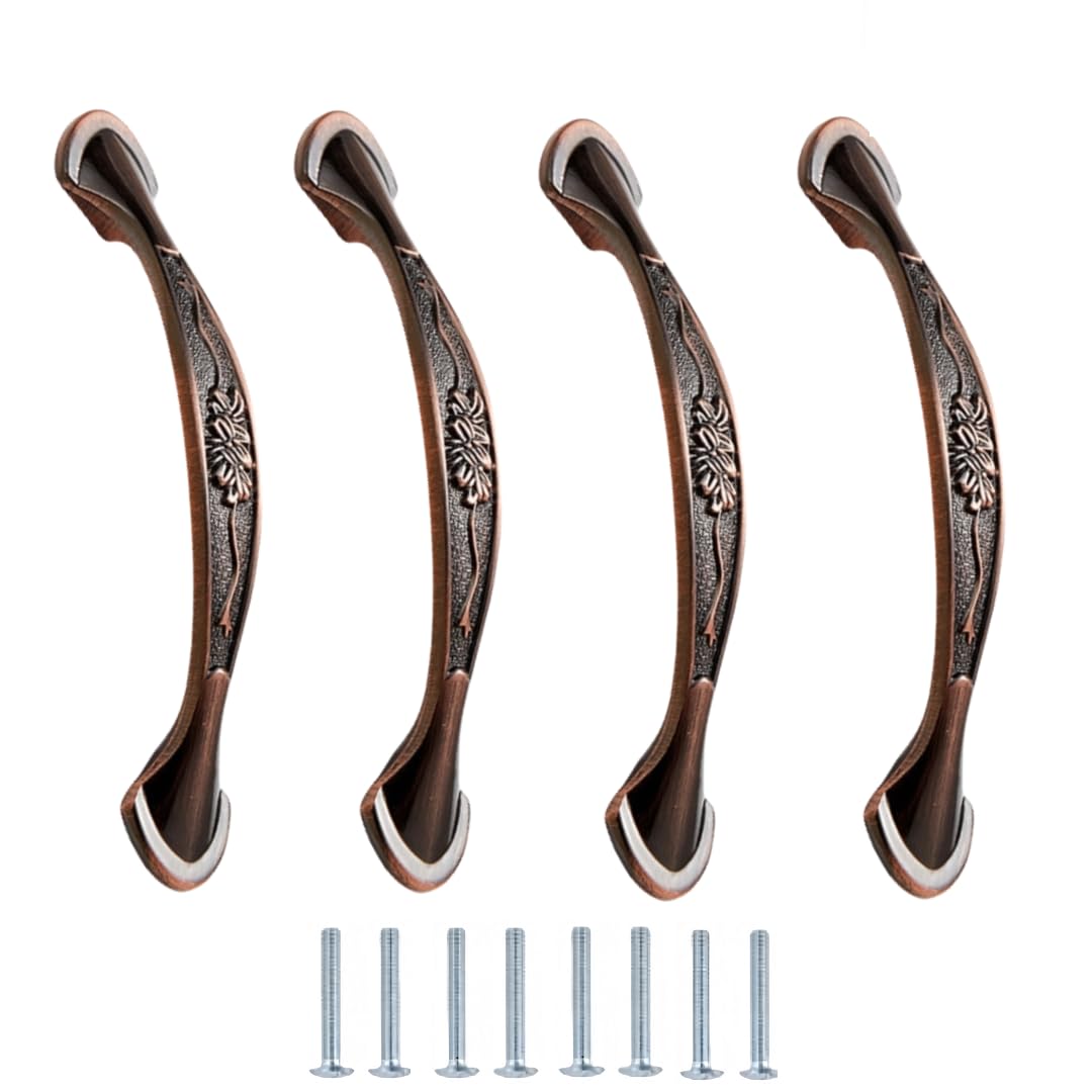 NLQCSXWEP Zinc Alloy Cabinet Bow Handle, Zinc Alloy Cabinet Handles Pack of 4 Multicolor 128mm/96mm(96mm Red Ancient)