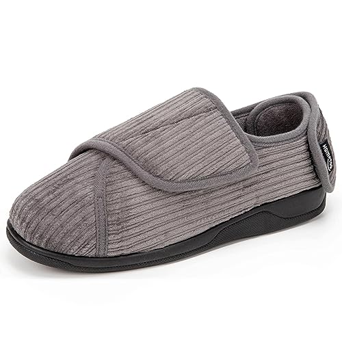 HomeTop Zapatillas cómodas de terciopelo con cordón ajustable para mujer, ajuste ancho, con gancho...