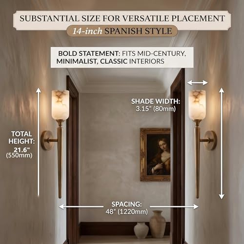 Image of Luxury Natural Spanish Alabaster Wall Sconce 22in