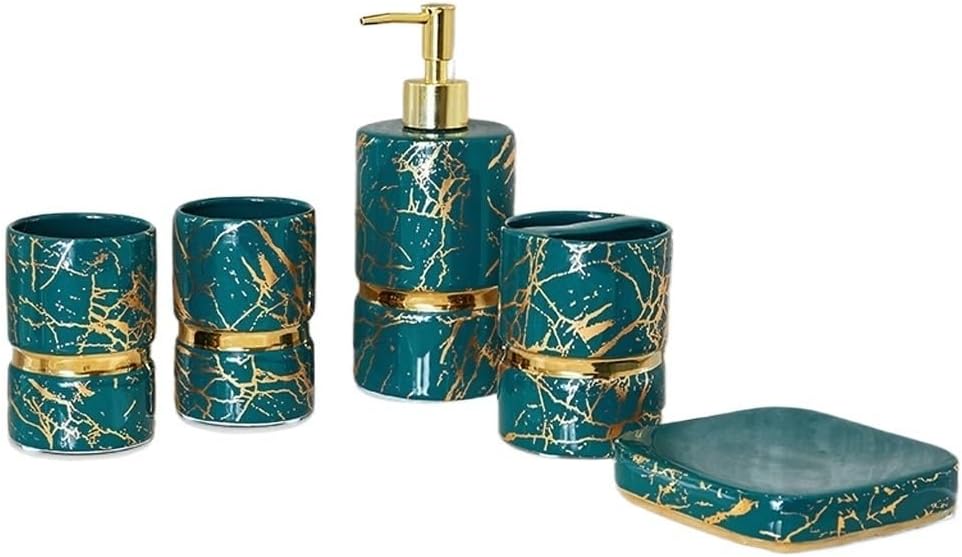 Bathroom Supplies Bathroom Marble Pattern Lotion Bottle/Toothbrush Holder/mouthwash Cup(Black)