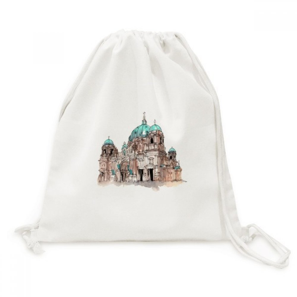 Toile Drawstring Backpack Cathédrale de Berlin sac à cordon pour voyage - 5