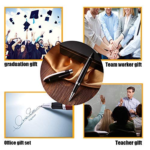 Writing Pen Set With Gift Box and 2 Extra Black Ink refills-Luxury Elegant Fancy Nice Gift Pen Set for Office Signature Executive Business(Black) - Thumbnail 2
