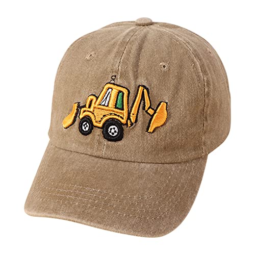 Embroidered Excavator Baseball Cap Adjustable Cotton Washed Vintage Truck Hat Summer Sun hat for boy Girls