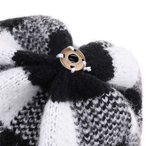 Cruoxibb Women Knit Slouchy Beanie Hat With Faux Fur Pompom Buffalo Plaid Cuff Winter Soft Warm Ski Cap #TOP3