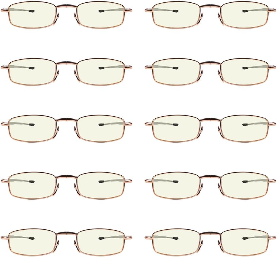 Eyekepper 10 Pack Blue Light Reading Glasses with Telescopic Arms Folding Computer Readers +2.00