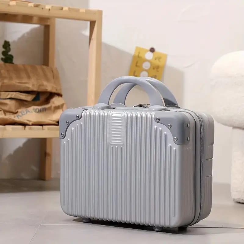 Image of Makeup Case Suitcase, Mini Bag, Mini Hard Shell Travel Luggage, Women Portable Water Proof Carrying Suitcase, Organizer Bag, Small Hard Shell Cosmetic Lugagge, Water Proof (T-Silver)