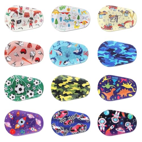 JEYORZY 12 Piezas Parches Oculares Para Niños,Parches Ojos Bolsas Y Ojeras, Parche Adhesivo Para Los Ojos Para Niños 12 Estilos Parche Adhesivo Para Los Ojos De Algodón Que Bloquea La Luz Para Niños