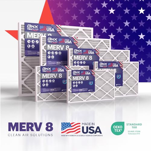 Image of BNX TruFilter 18x30x1 Air Filter MERV 8 (4-Pack) - MADE IN USA - Dust & Pet Defense Electrostatic Pleated Air Conditioner HVAC AC Furnace Filters for Dust, Pet, Mold, Pollen MPR 600 - 700 & FPR 5