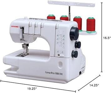 Janome CoverPro 1000CPX Coverstitch Machine - Free Arm Coverstitch Sewing Machine with Chain Stitch and Triple Cover Stitch Functionality, Extra Large Bed Space, Seam Tightening System