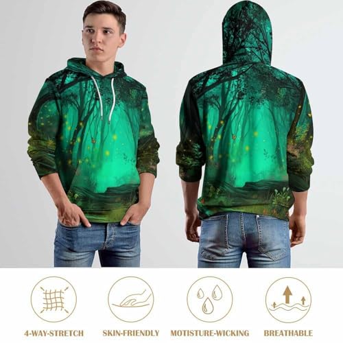 Sweat à capuche imprimé en 3D avec poches pull manches longues confortable - 7