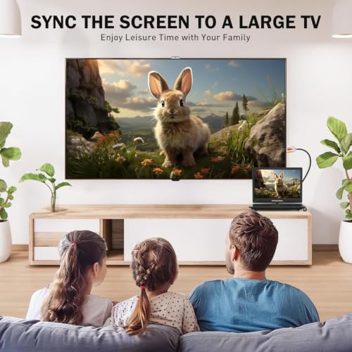 Image of 17.3 inch Portable DVD Player with Bluetooth Hadphones and Carrying Bag,15.4 inch Wide-Viewing-Angle HD Screen,6-Hours Rechargeable Battery,Car DVD Player for Kids,Support Bluetooth /HDMI in /AV /CD /VCD /DVD /USB