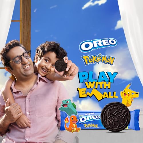 Image of Cadbury Oreo Pokemon Pikachu Yellow Cookie with Choco Creme Flavour cream Sandwich Biscuit, 275.55 g