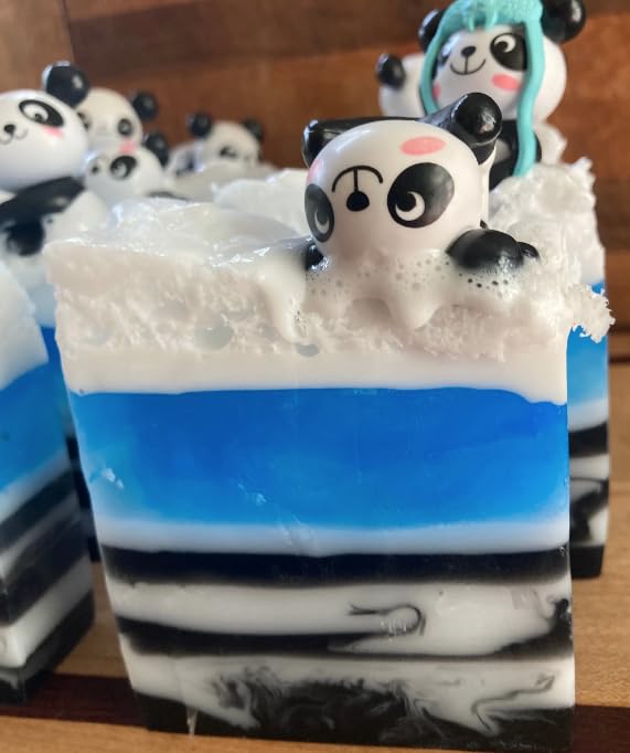 Miniatura 2 de Panda soap bar strawberry lemonade glycerine soap bar with a panda figure on top great for Easter baskets, stocking stuffer panda theme