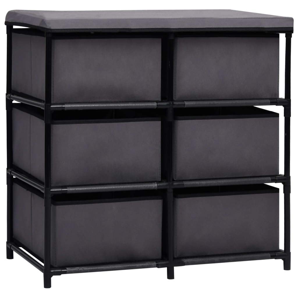 Schrank mit 6 Schubladen aus Stahl und Stoff 55×29×55 cm Grau, Aufbewahrungsschrank für Büro, Wohnzimmer, Schlafzimmer mit Stauraum und Organizer für Akten, Kleidung, Werkzeuge