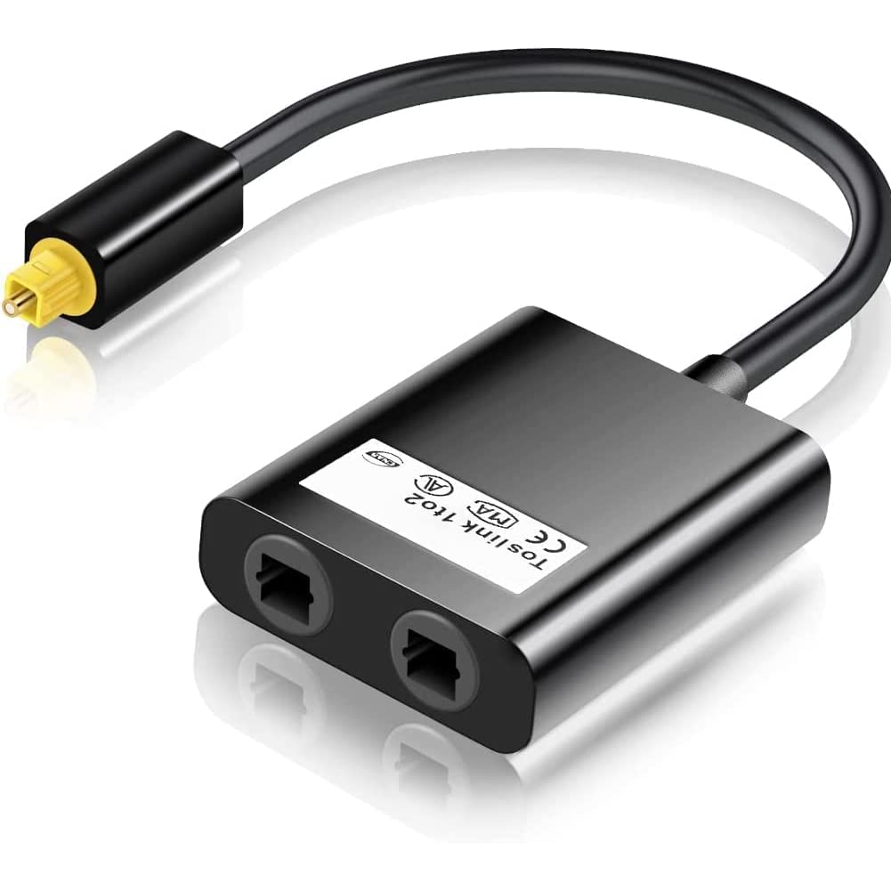 Digitara Optical Cable Splitter 1 in 2 Out, Digital Optic Fiber Audio