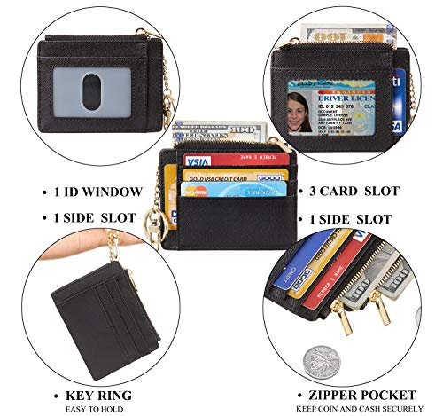 Sodsay Card Case Slim Front Pocket Wallet For Women Credit Card Holder With Keychain(Ch Black) #TOP3