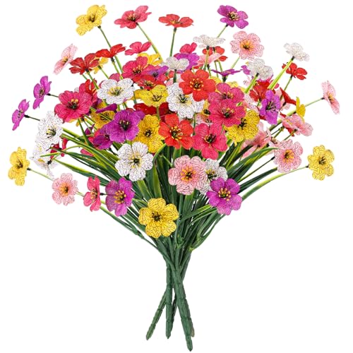 MACTING Artificial Spring Flowers for Outdoors 6 Bundles Fake Flowers