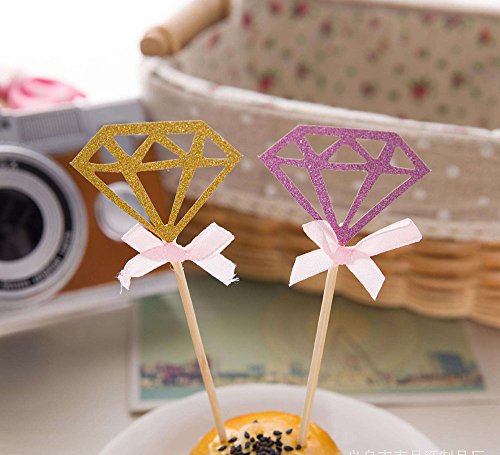 Aimtohome Glitter Diamond Cupcake Toppers Silver Party Cupcake Decorations For Party Dessert Decorations Topper, Pack Of 50 #TOP3