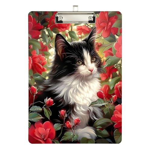 子猫 猫 花 キッズ クリップボード 両面プリント モダン クリップボード 12.5インチ x 9インチ