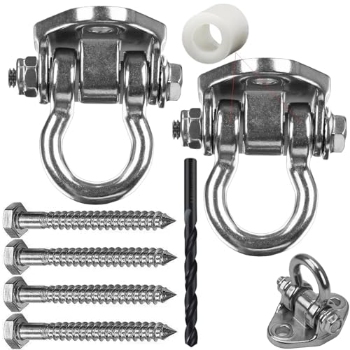 GW Gwongvvei 2 Heavy Duty Swing Hangers Stainless Steel 304 Anti-Rust, 2000 lb Capacity 180° Swing, Playground Porch Yoga Seat Trapeze Wooden Sets Indoor Outdoor