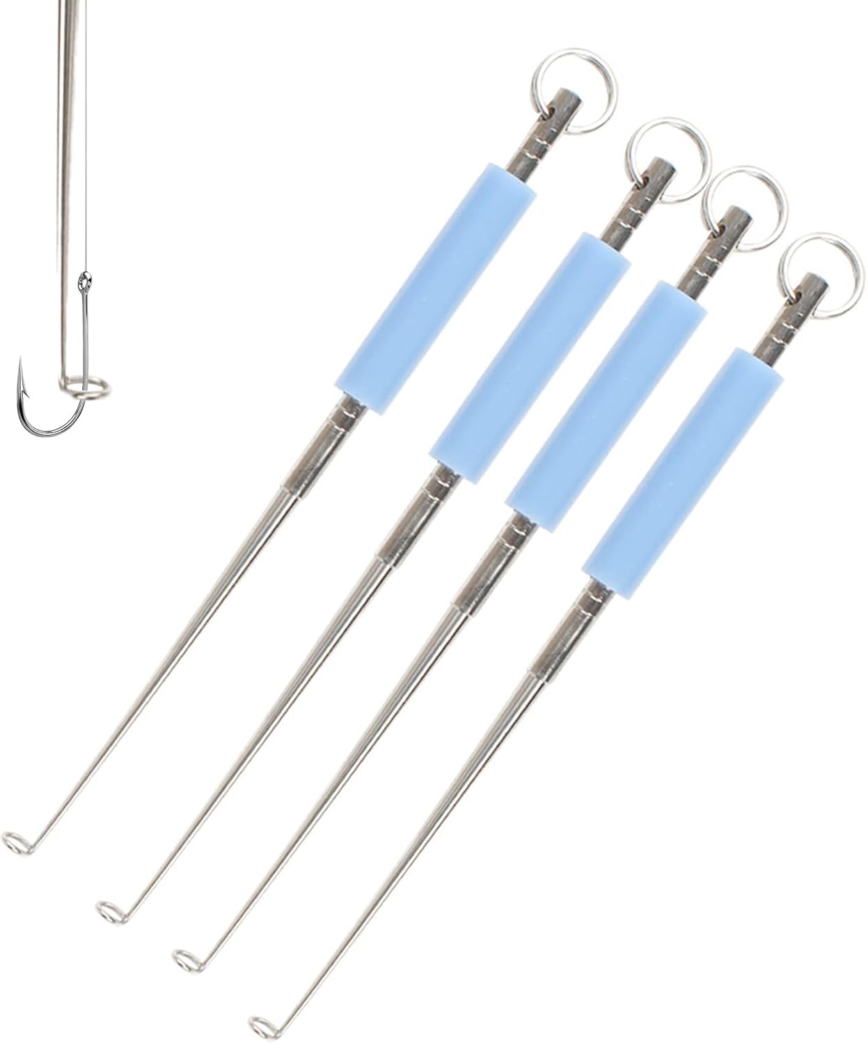 Fuoxul 4PCS Stainless Steel Fishing Unhooking Device for Sea