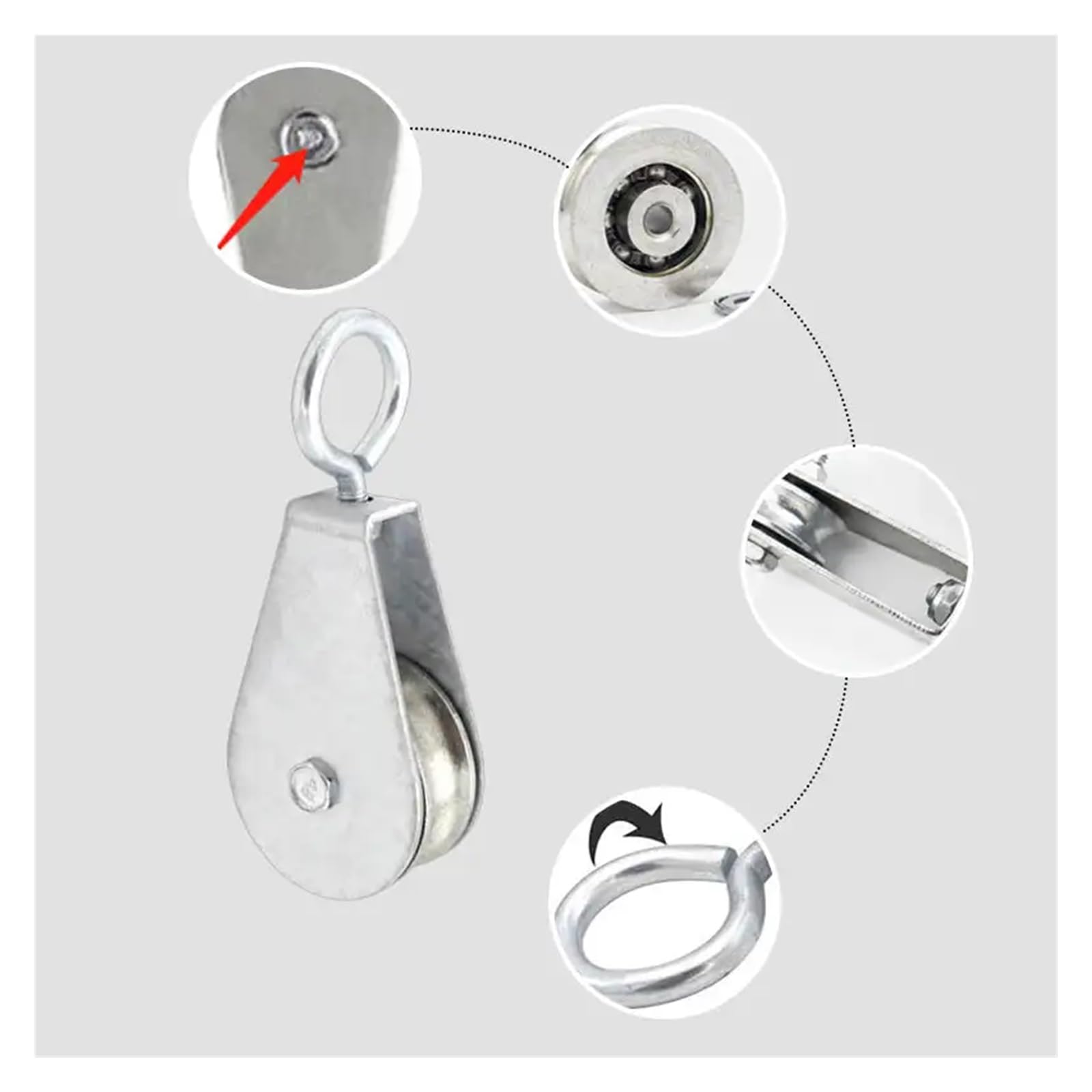 Carrucola in acciaio inox, 7,6 cm, girevole, per fitness, capacità di carico 100 kg, ideale per sollevamento pesi e allenamenti in palestra, design resistente