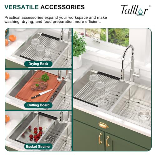 Talllor 36x22" Drop In Double Bowl Kitchen Sinks, SS304 Workstation by Talllor - Used condition - Image 6