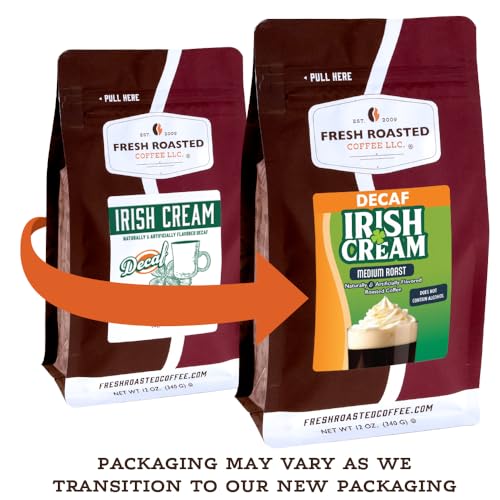 Image of Fresh Roasted Coffee, Decaf Irish Cream Flavored Drip Ground Coffee, Medium Roast, Kosher, 2 lb (32 oz)