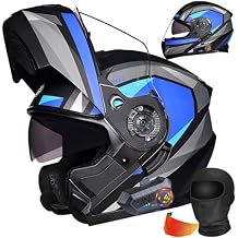 Bluetooth Modular Motorcycle Helmets DOT Approved Helmets for Adults Motorcycle, Dual Visor Helmets, Built-in Dual Speaker with Microphone, for Adult Men and Women