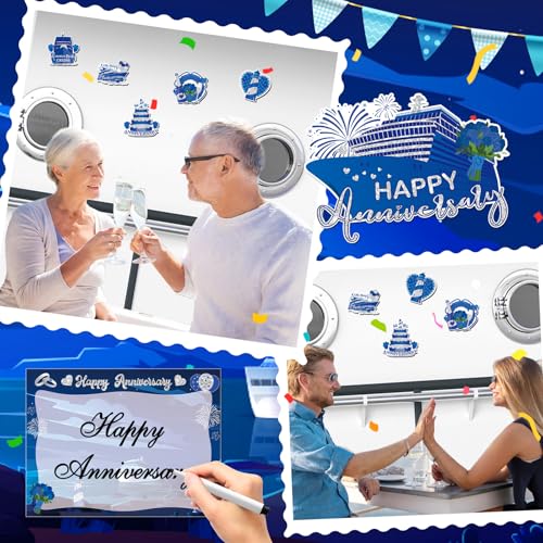 Imanes Decorativos Happy Anniversary Azul Plata miniatura 6